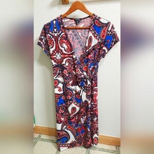 George | Faux Wrap, Secured with Metal Detail, Western Style, Paisley, Dress